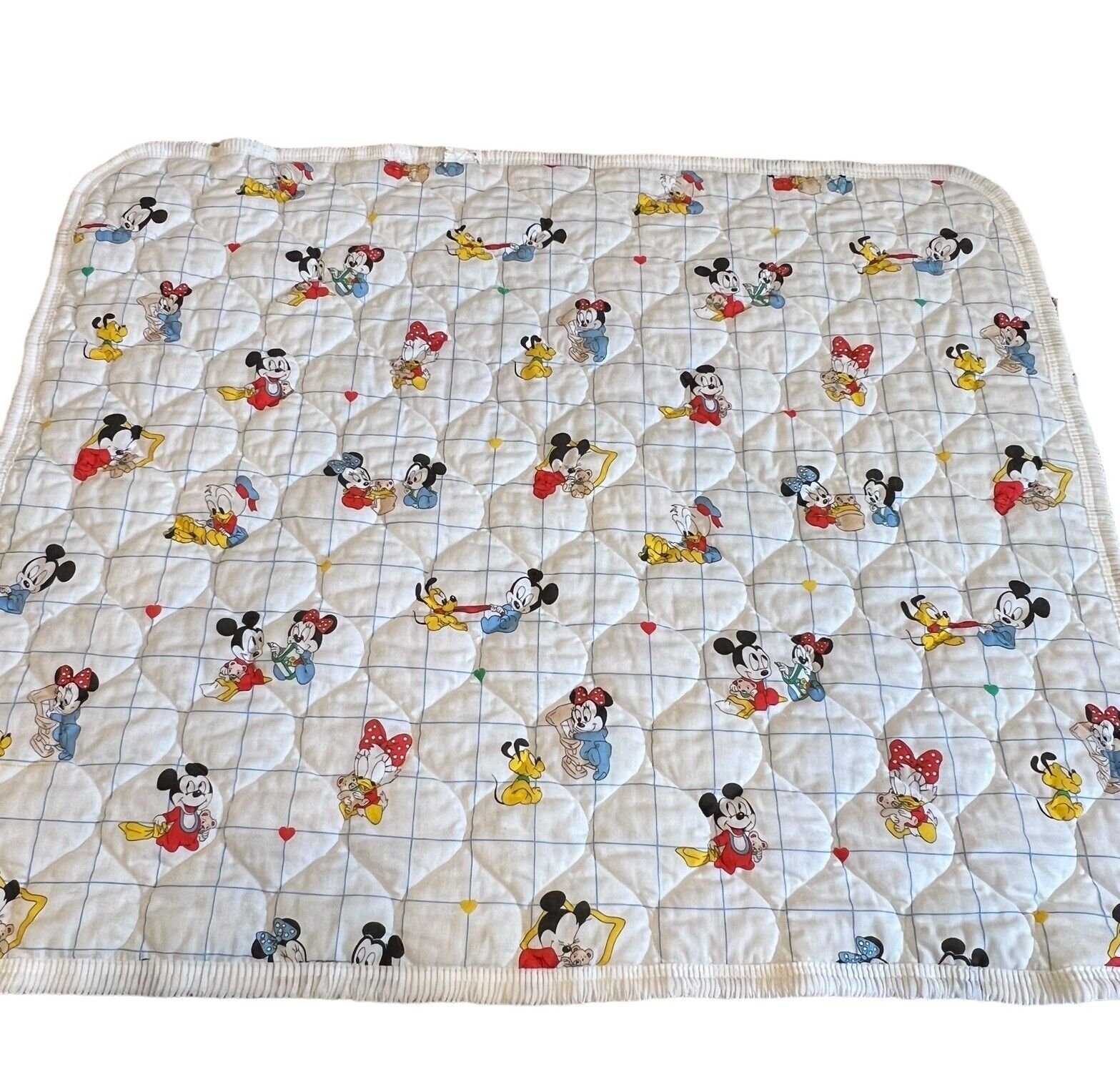 Vintage Dundee Disney Baby Quilted Crib Blanket Minnie Mickey Mouse Donald Daisy