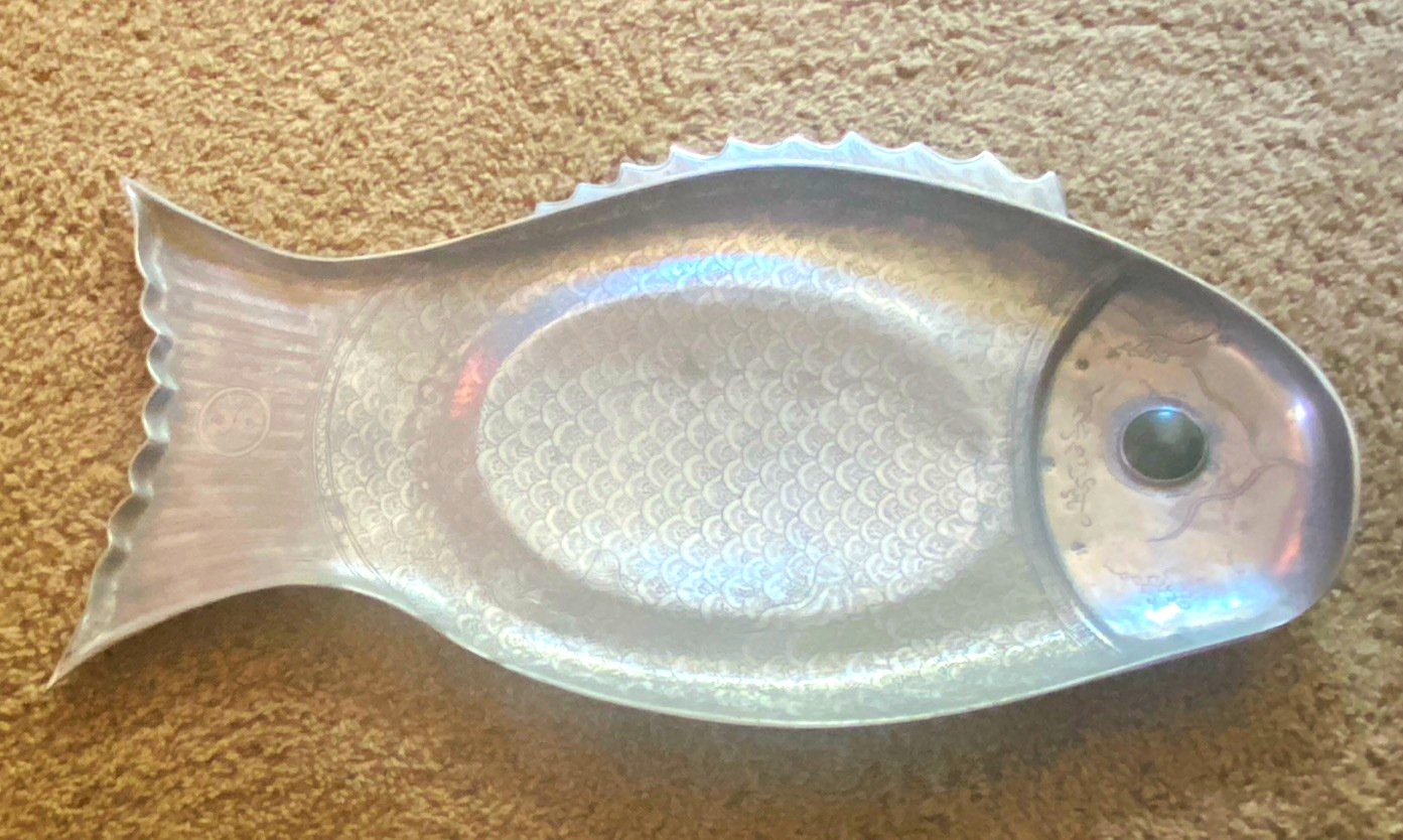 Vintage Arthur Court 1975 Fish Platter 1995 Peoples Bank Custom Stamp Tray