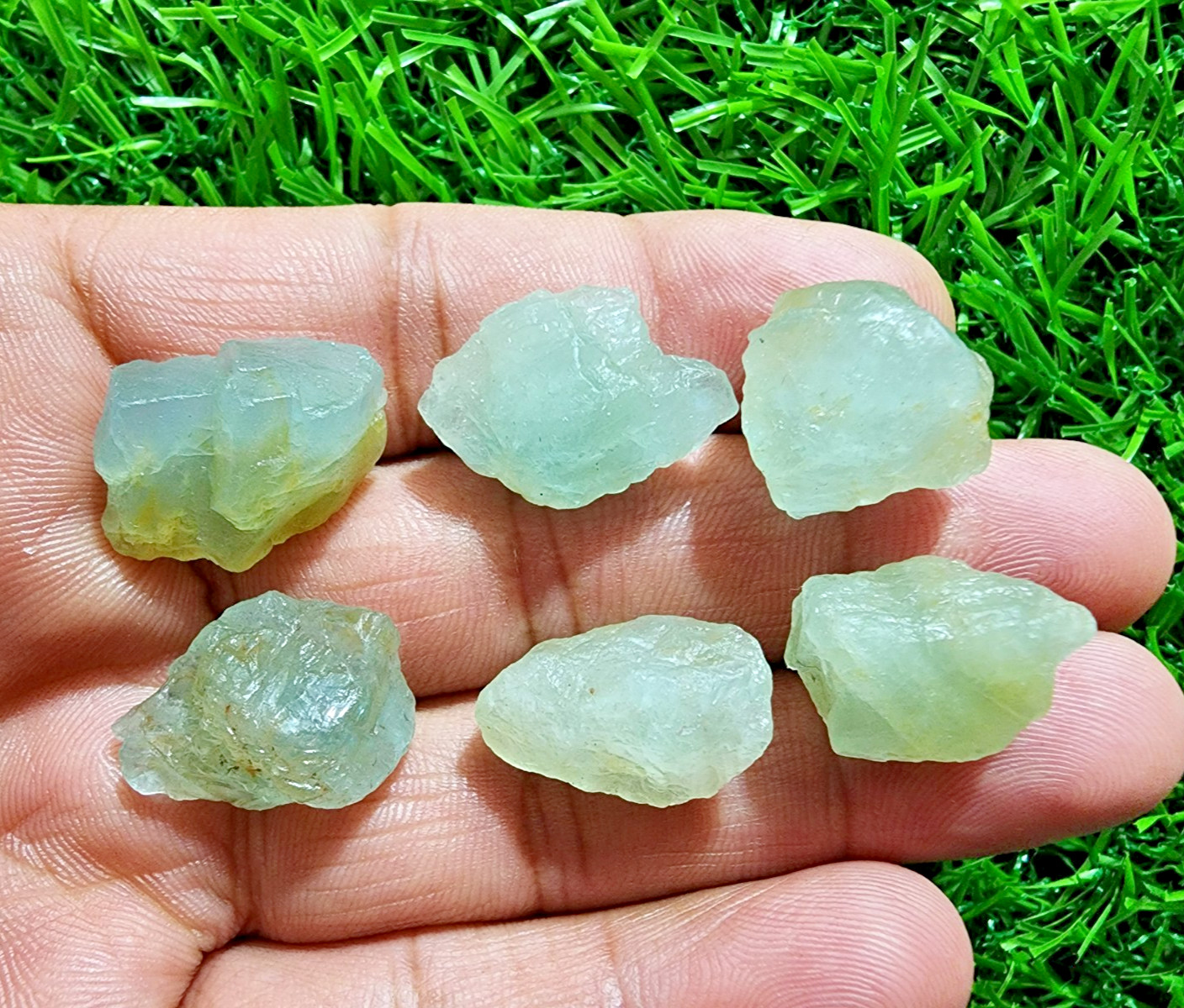 6pcs Aquamarine Helidore Gemstone Rough Lot 19-21MM Aquamarine Rough Stone Bulk