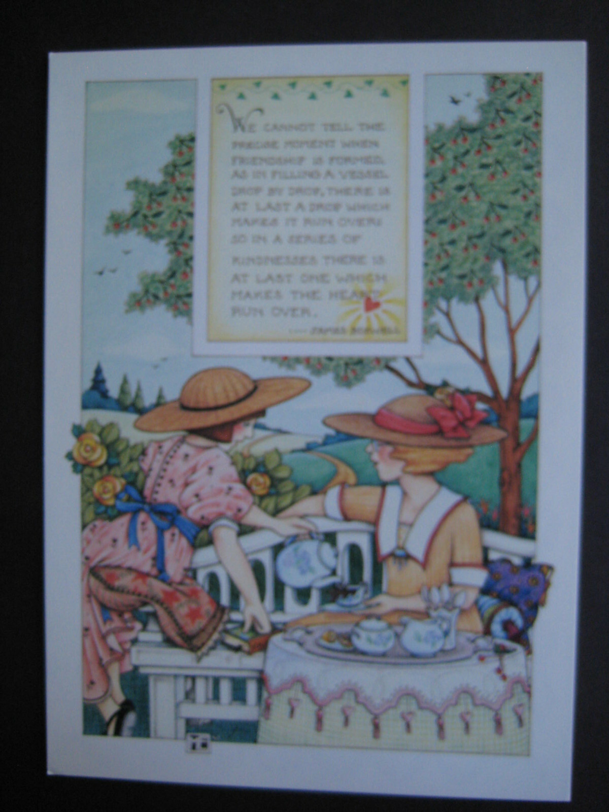 UNUSED 1984 vintage greeting card Mary Engelbreit BLANK Friends Having Tea