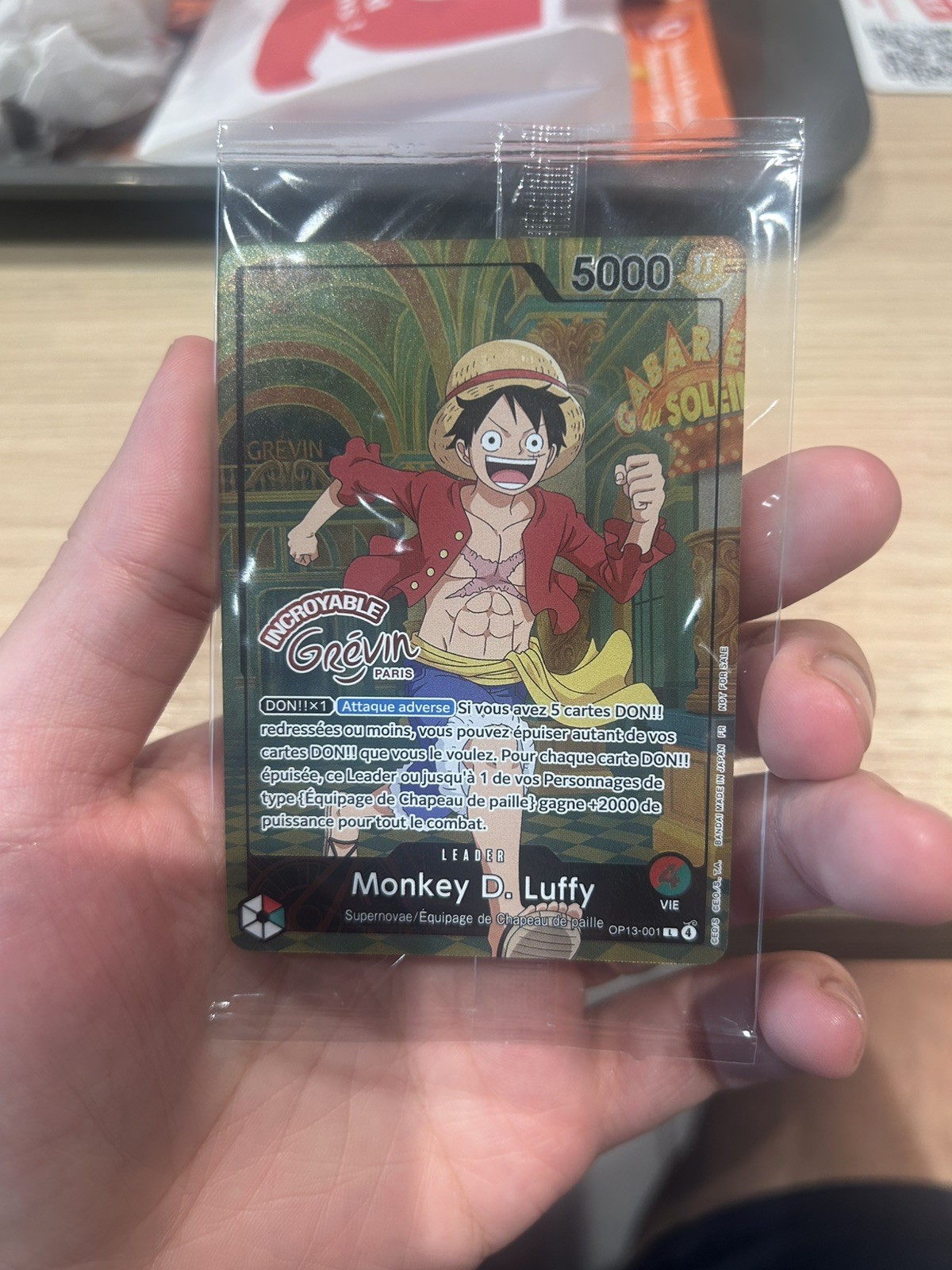 One Piece Card Game Monkey D. Luffy OP13-001 PROMO Grévin mesuem sealed French 