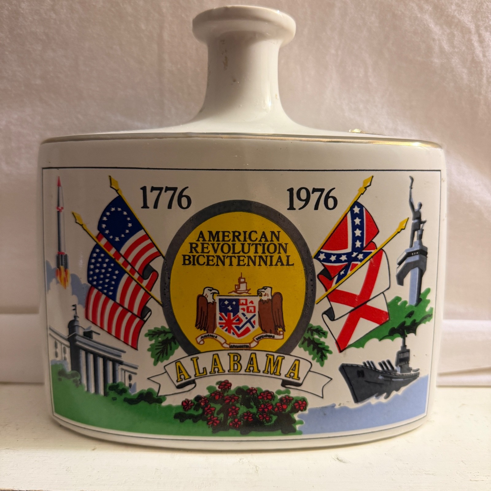 Alabama Bicentennial 1776-1976 Heritage China Porcelain Liquor Decanter Bottle