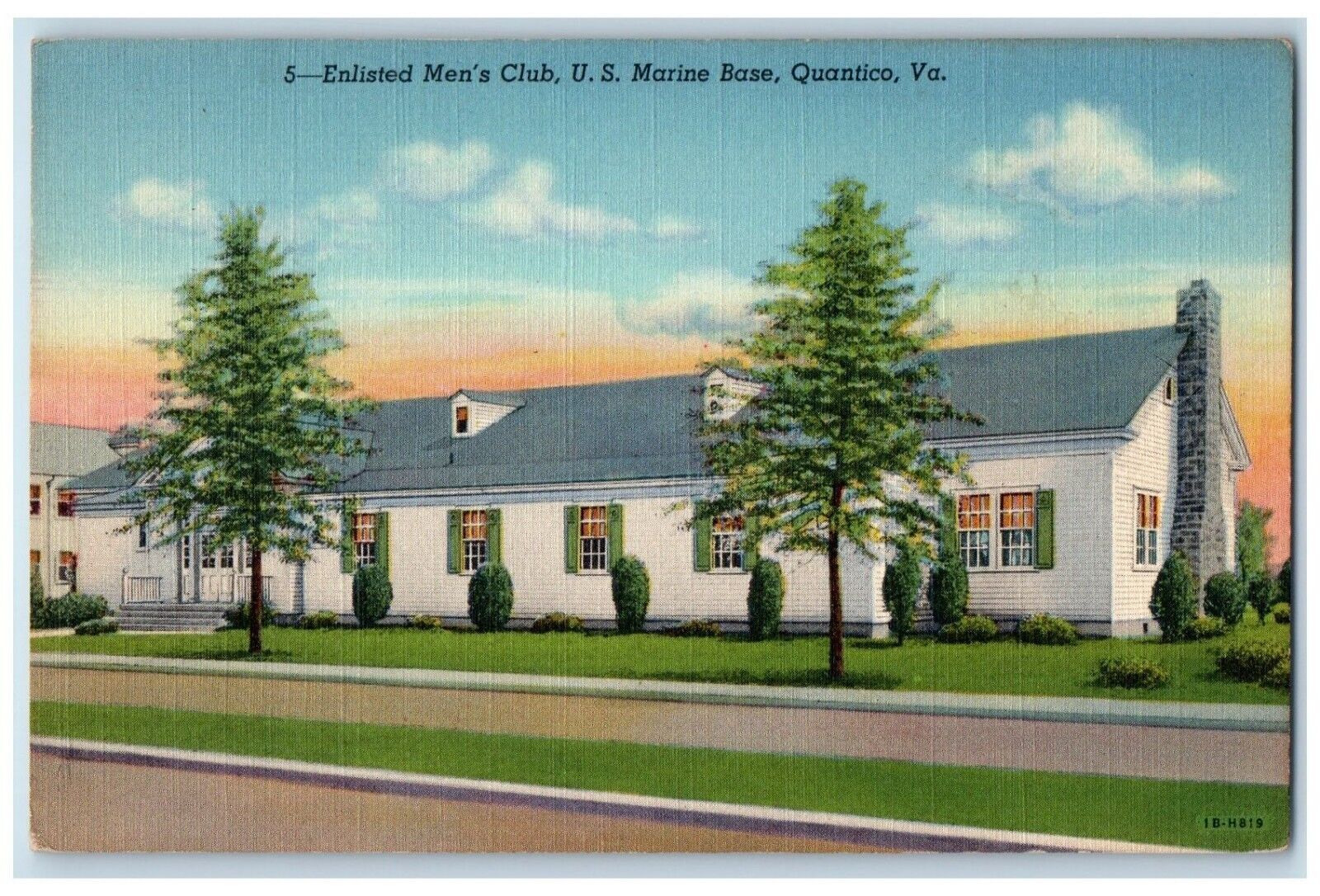 c1930\'s Enlisted Men\'s Club U. S. Marine Base Quantico Virginia VA Postcard
