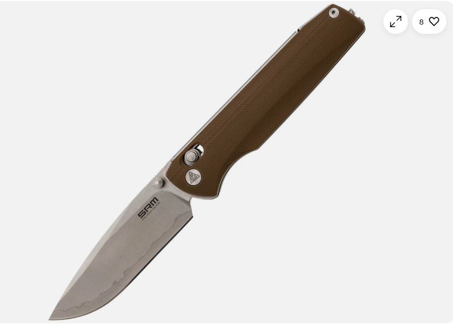 SRM Knives Terrier Ambi Lock Brown G10 Folding 140Cr Pocket Knife 258LGW2