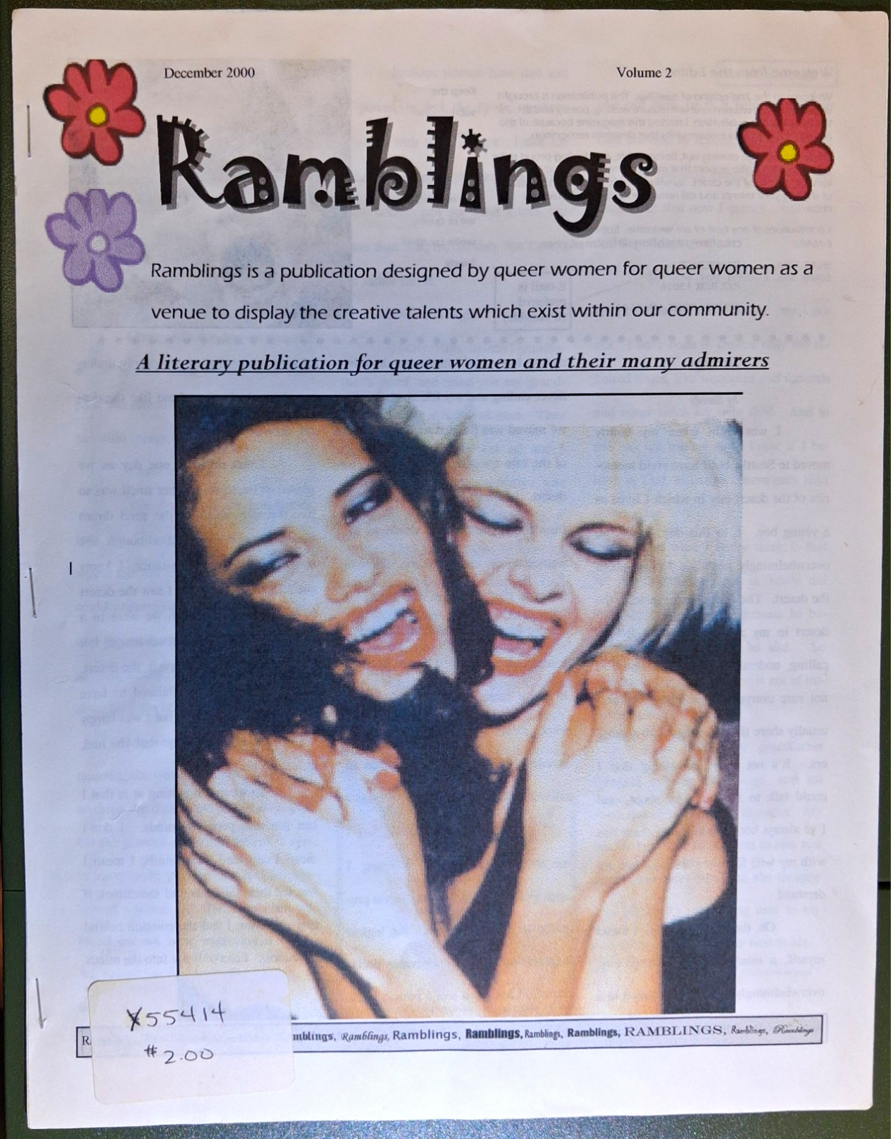 Ramblings Magazine Vol 2 December 2000 Illustrated Queer Women Vegan Girl LGBTQA