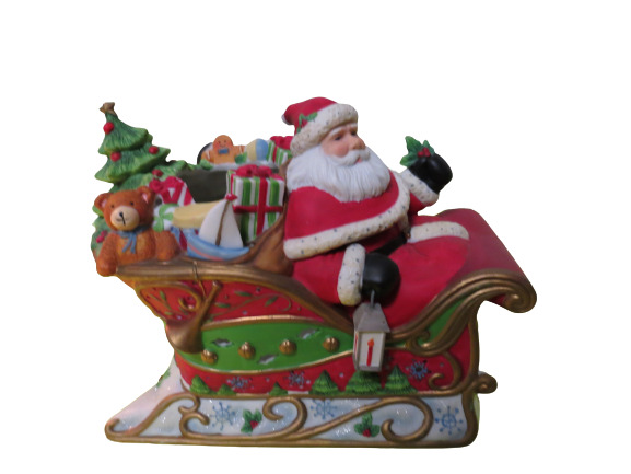 Partylite Santas Sleigh Ride Ceramic Tealight Candle Holder Holiday Christmas 7\
