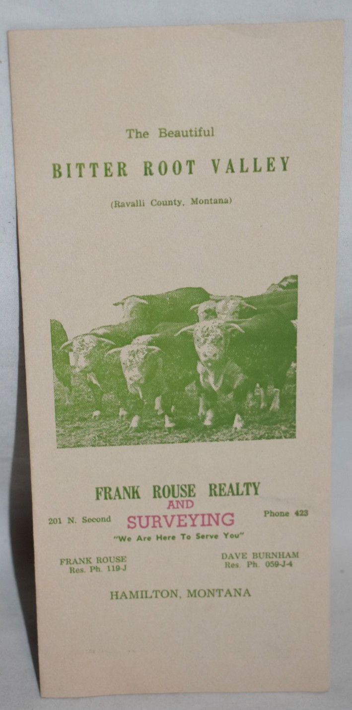 Bitterroot Bitter Root Valley Hamilton Montana 1940s Promotional Flyer