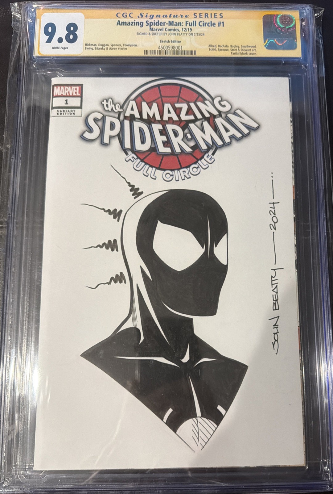 John Beatty Original Black-Suit Spider-Man Sketch in CGC 9.8