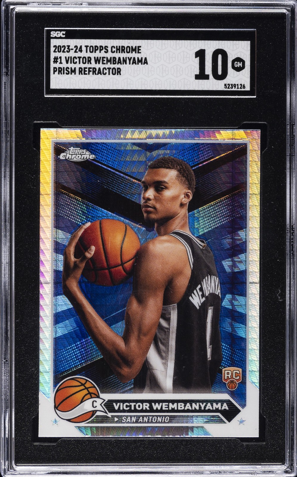 2023/24 TOPPS CHROME PRISM REFRACTOR #1 VICTOR WEMBANYAMA SGC 10