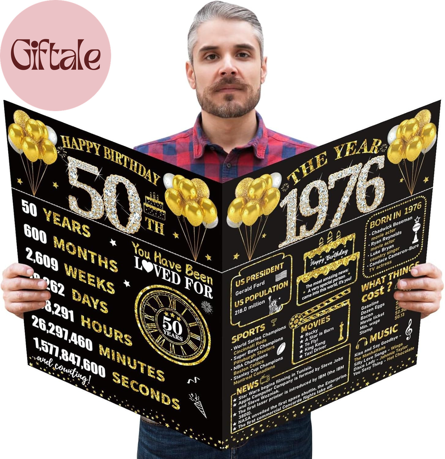 Large 50Th Birthday Card with Envelope, Black Gold Happy 50Th Birthday Giant Gue Large 50Th Birthday Card with Envelope, Black Gold Happy 50Th Birthday Giant Gue