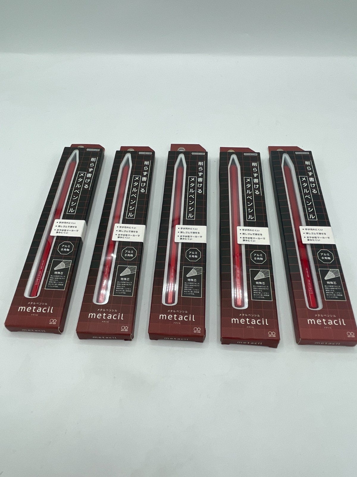 Sunstar Metacil Metallic Red Pencil 5 Pack Authentic Hologram Sealed
