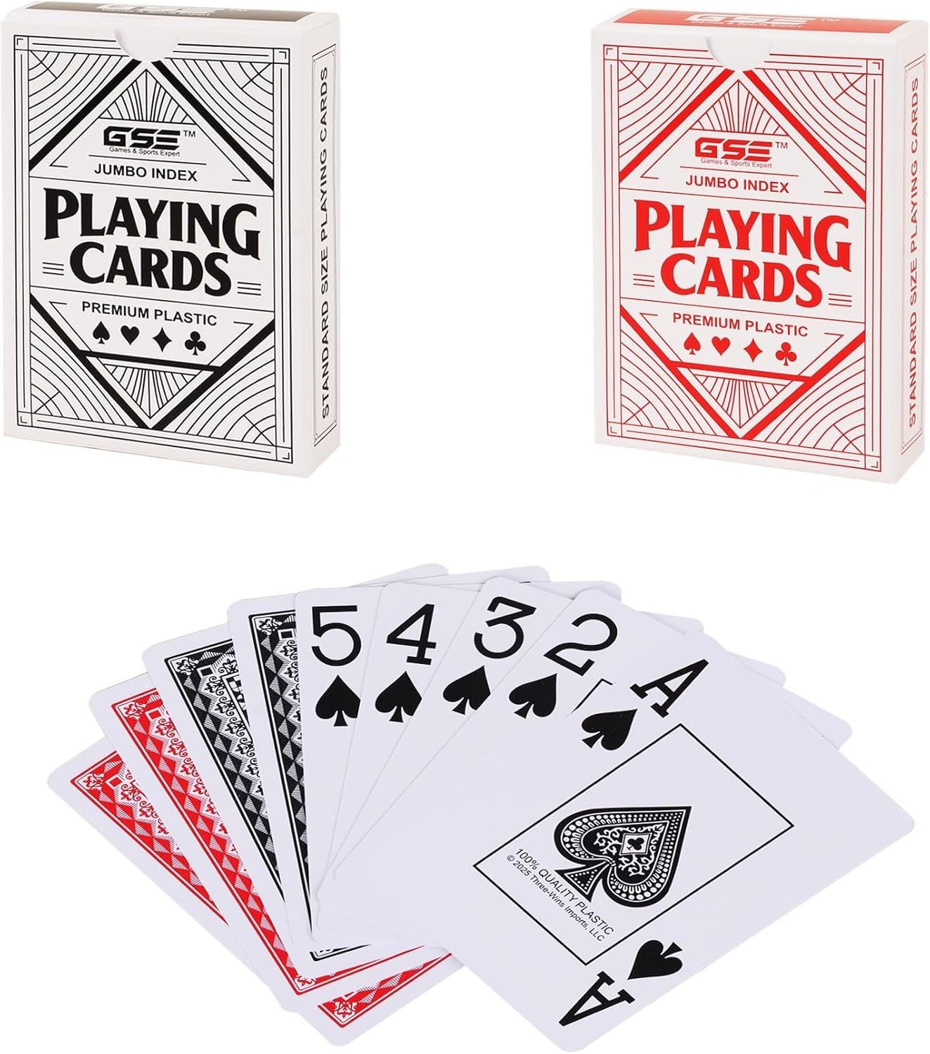 GSE 100% Waterproof Plastic Playing Cards, 12-Deck Poker Size -Jumbo Index Cards