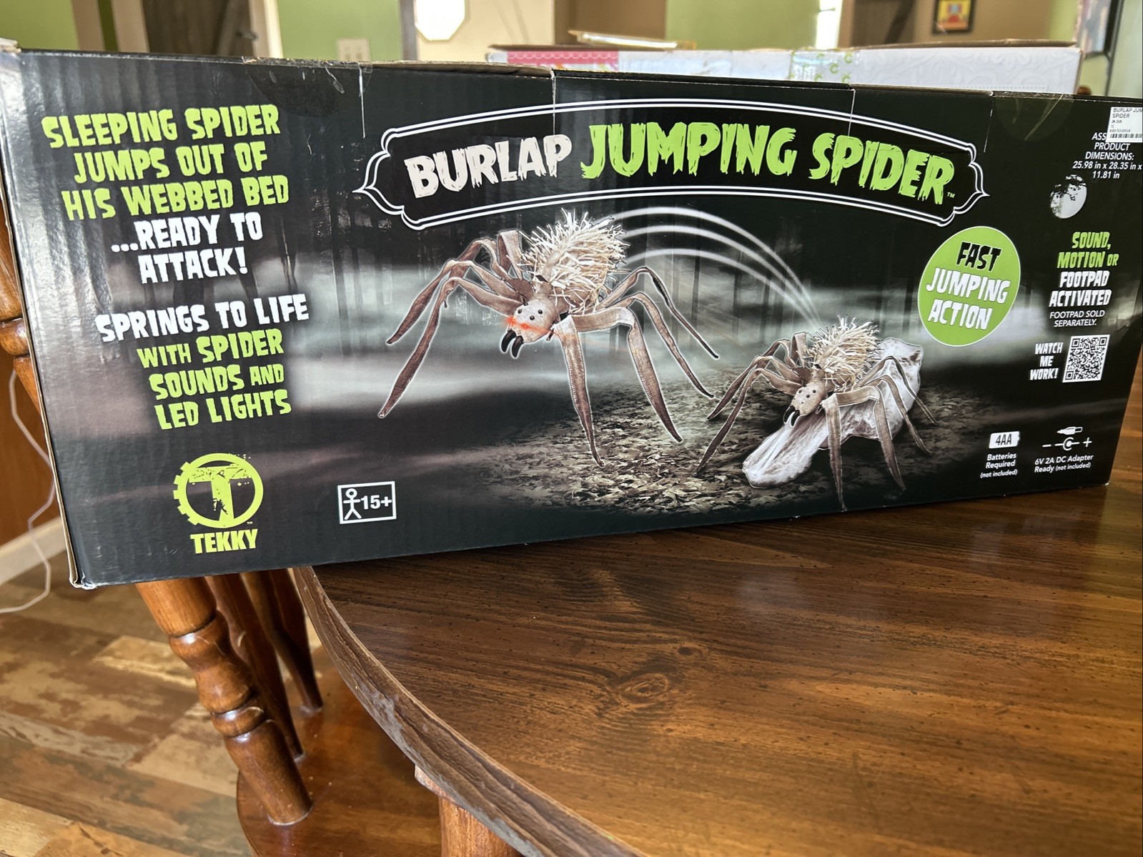 Tekky Burlap Jumping Spider Animatronic Halloween Prop Sound Motion FAST SHIP
