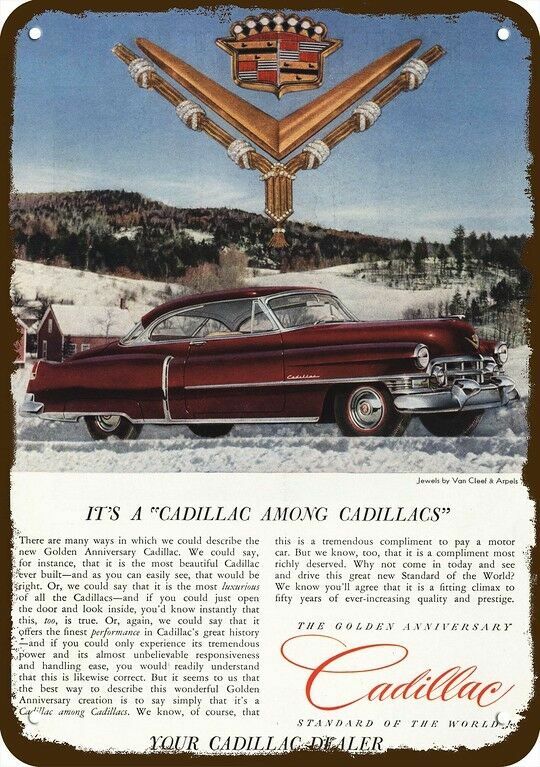 1952 CADILLAC GOLDEN ANNIVERSARY Car Vintage-Look DECORATIVE REPLICA METAL SIGN 1952 CADILLAC GOLDEN ANNIVERSARY Car Vintage-Look DECORATIVE REPLICA METAL SIGN