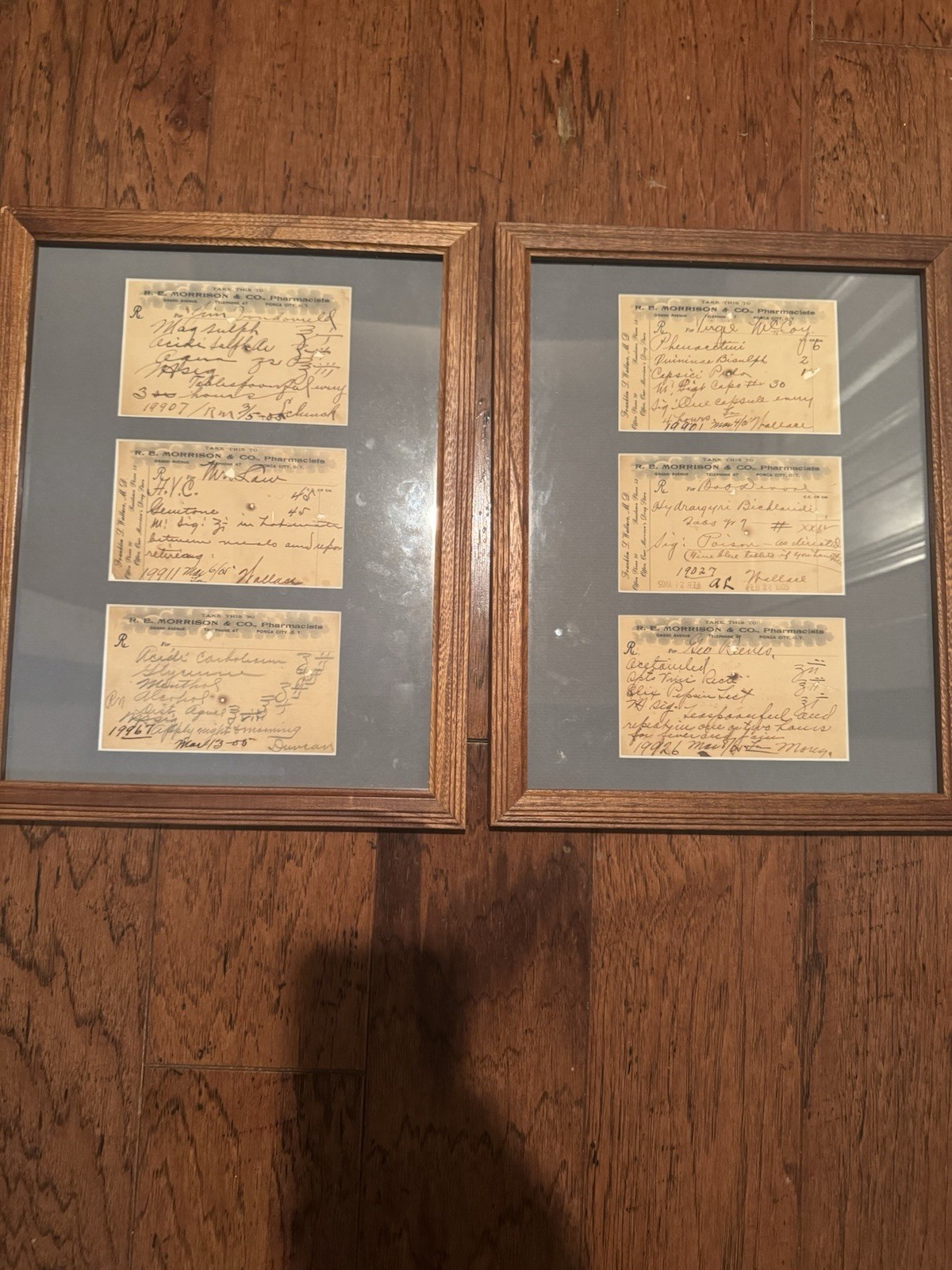 ⭐ Antique 1905 Pharmacy Prescriptions Framed Display Ponca City OK