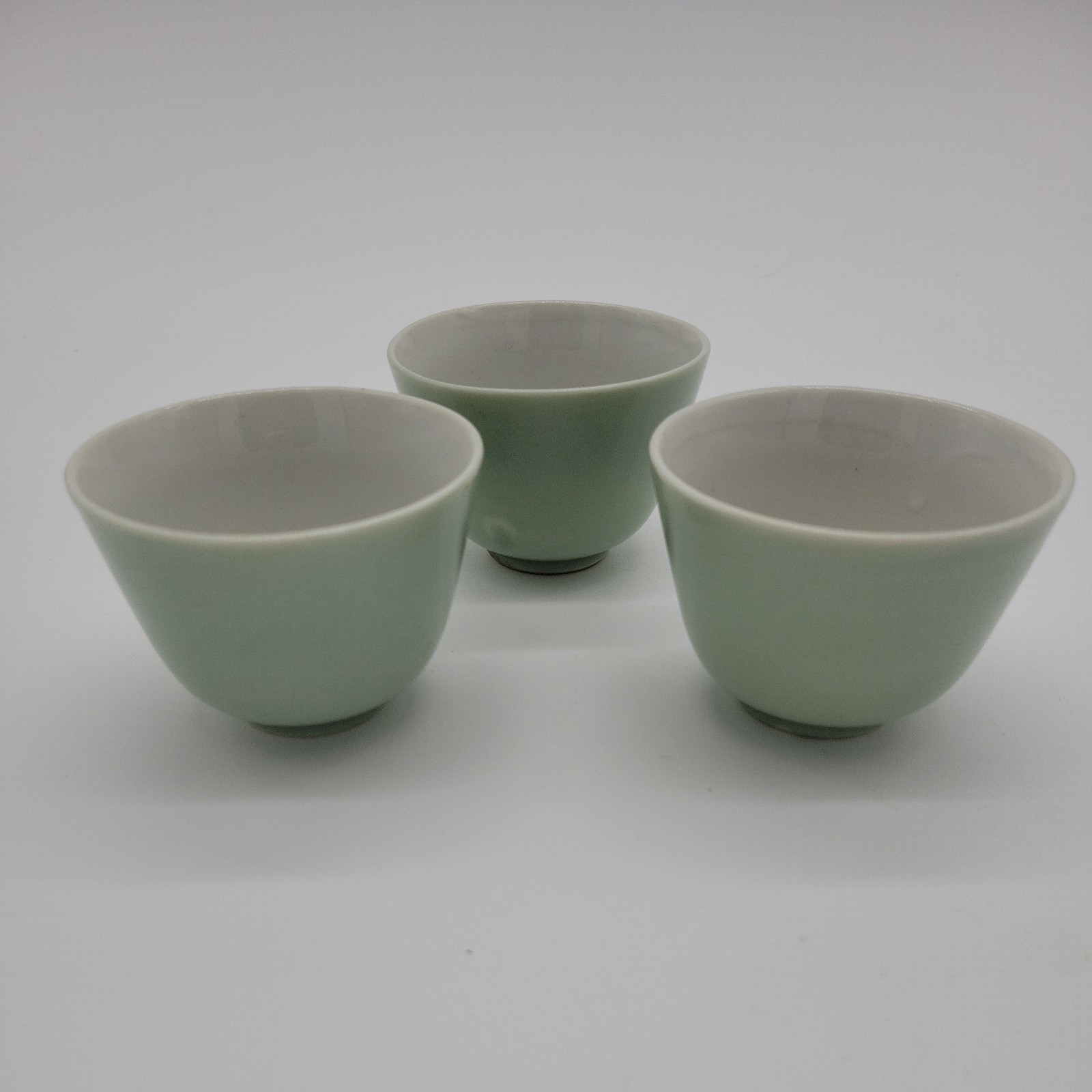 VINTAGE 3 Chinese Celadon Glaze Tea Cups 