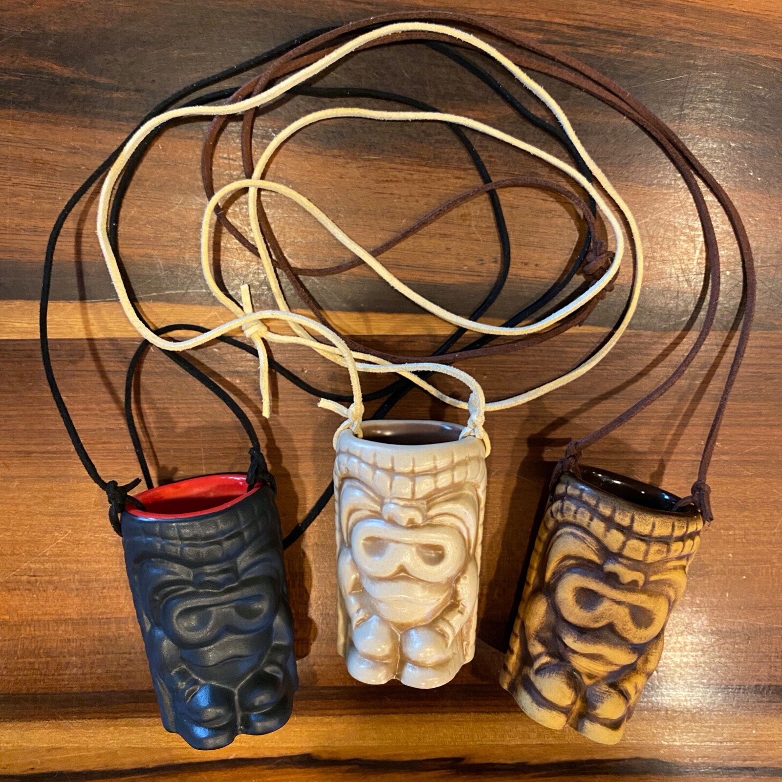 SET OF 3 TABU IDOL TIKI MUG NECKLACE CERAMIC SHOT GLASSES TIKI MANIACS + SQUID