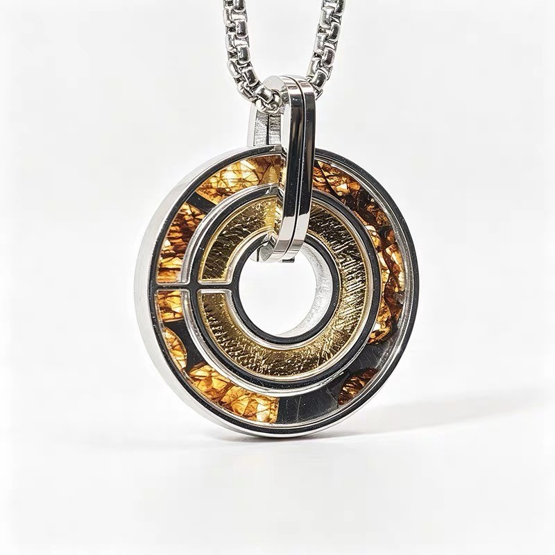 Double Meteorite Sericho Pallasite & Muonionalusta Pendant With A Certificate