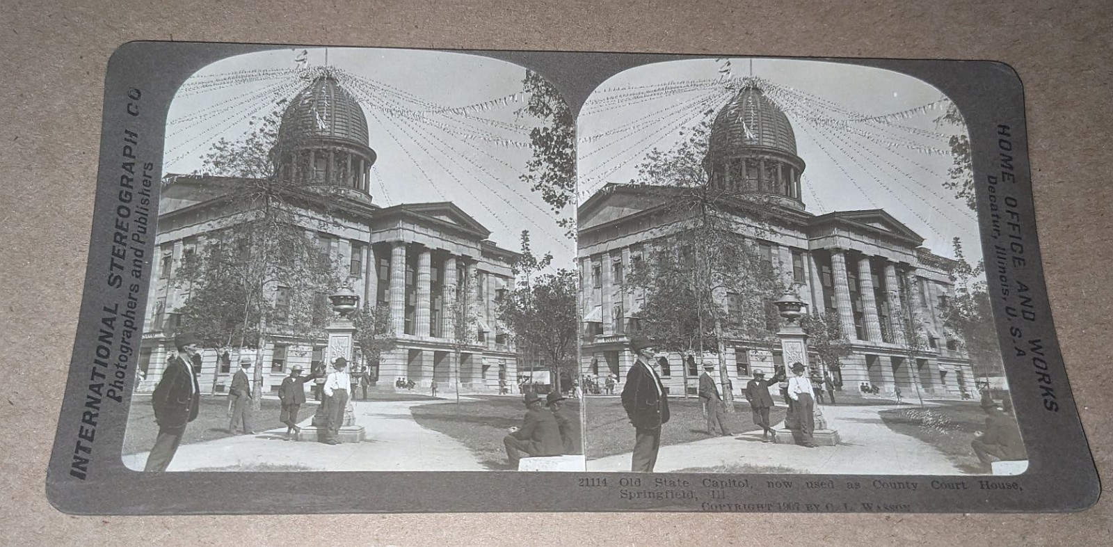 Springfield Illinois Stereoview Old State Capitol Now County Court House Wasson