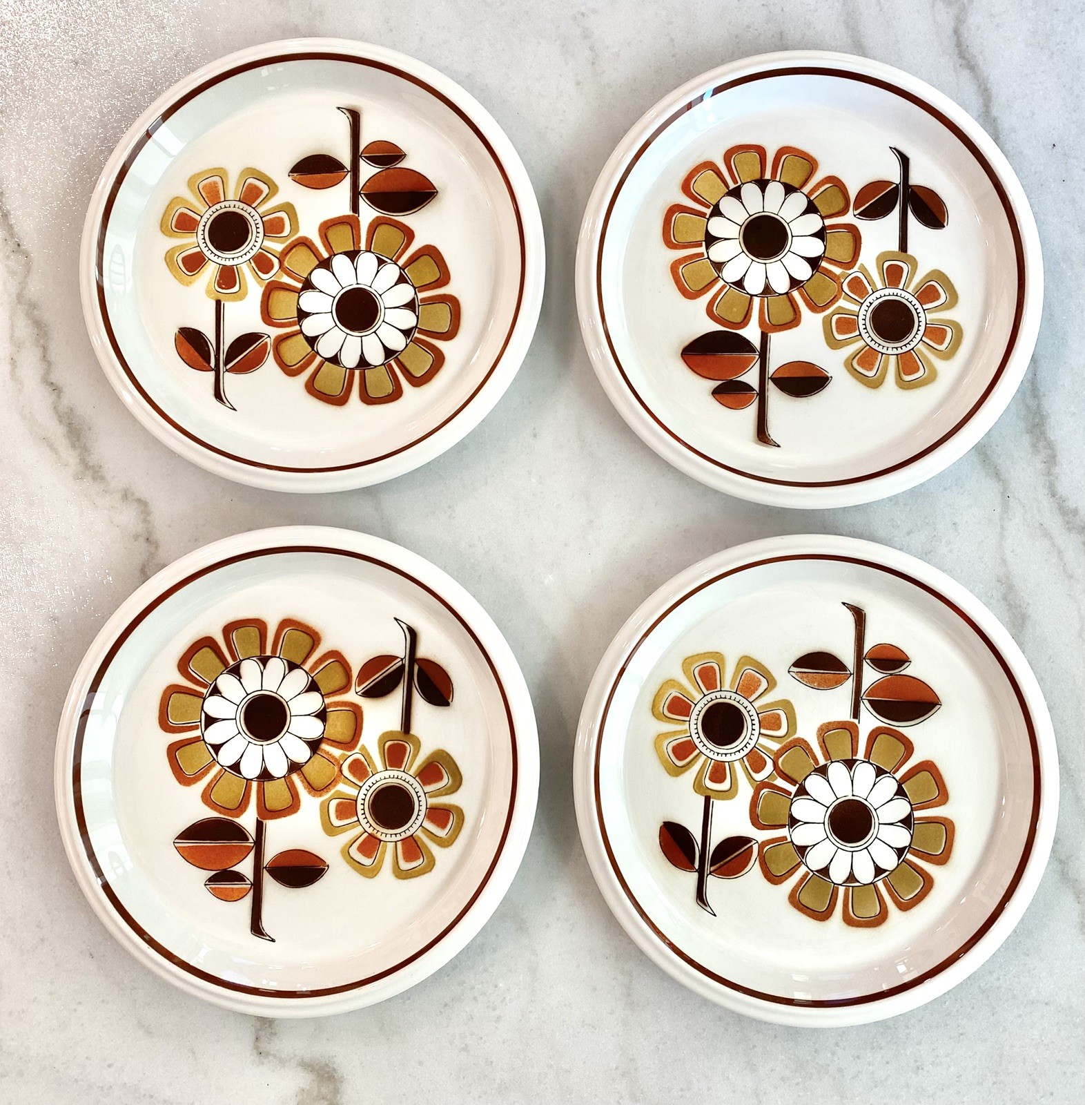 Retro Funky Vtg 1974 Mikasa Light N Lively Grenadier Salad Plates D5851 Lot of 4