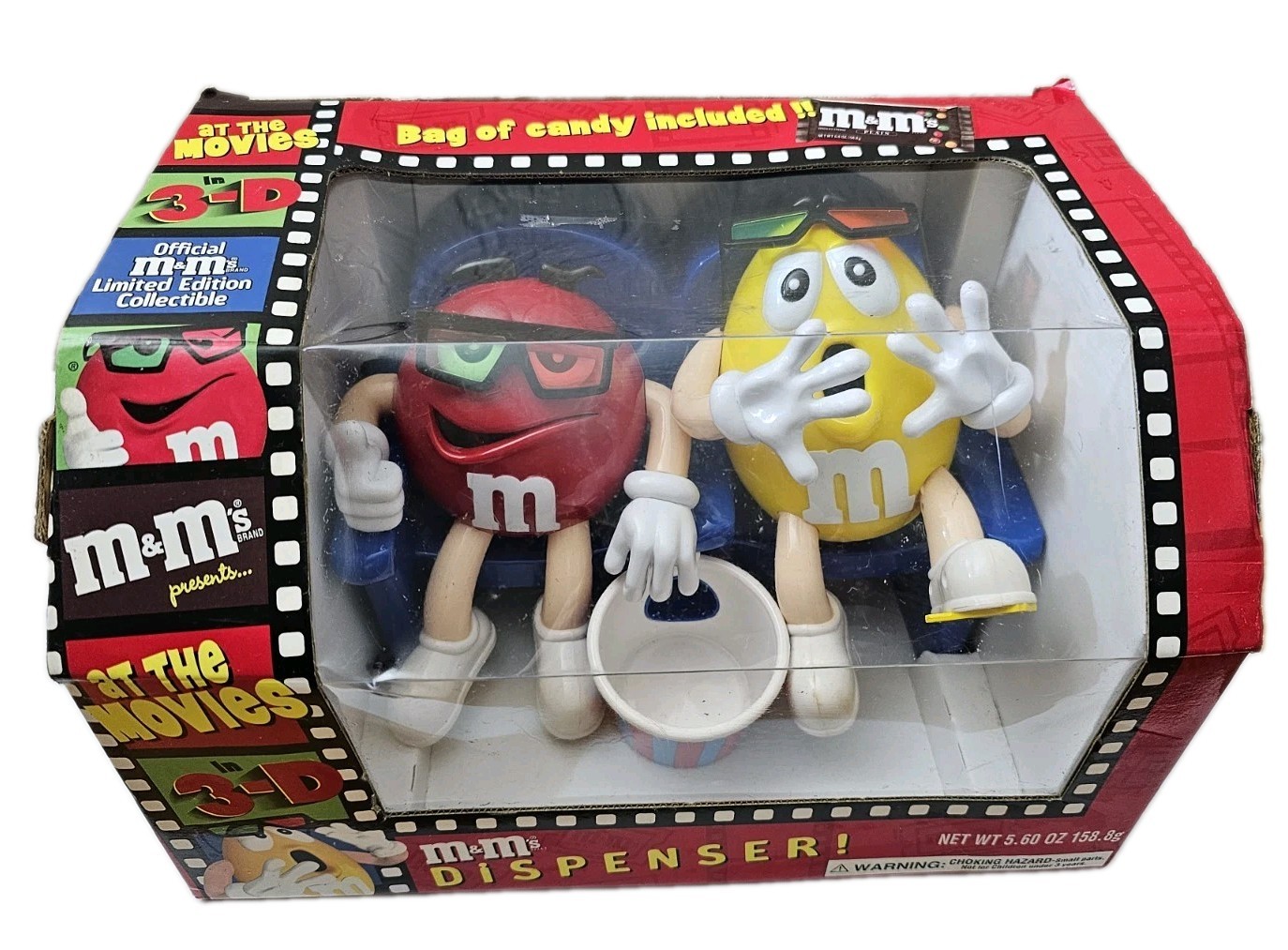 M&M\'s At the Movies 3D Candy Dispenser Limited Edition Collectible Red Yellow