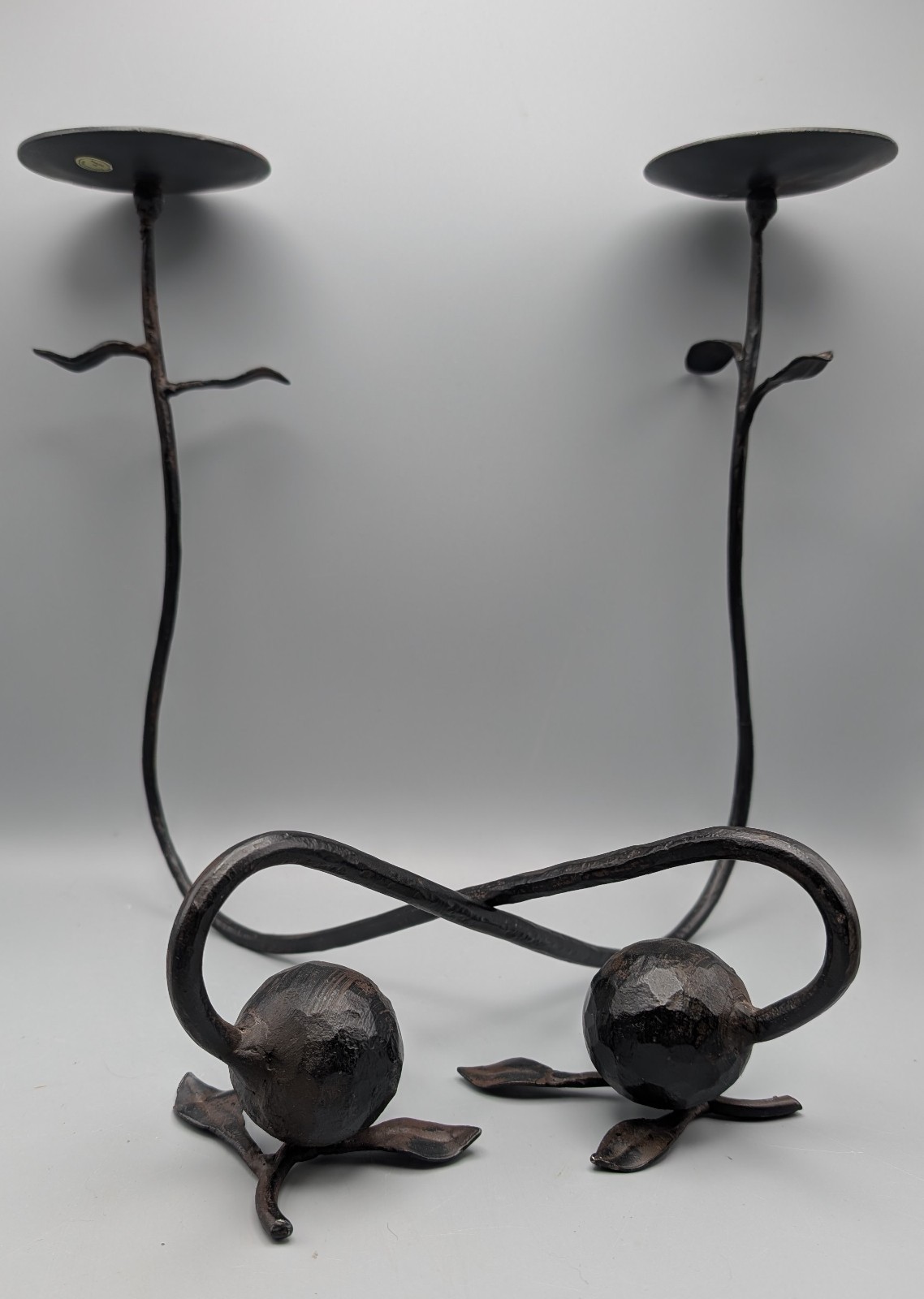 Vintage Brutalist Style Wrought Iron Sculptural  Candle Holders Pair Philippines
