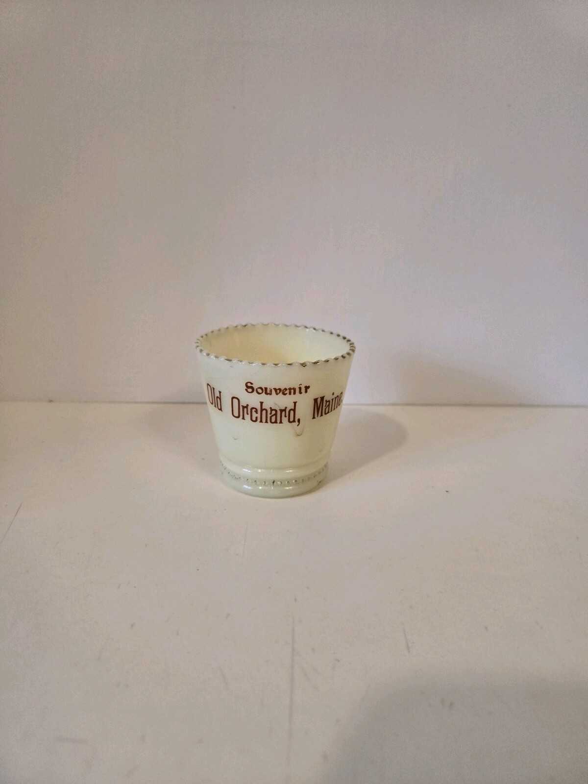 Vaseline Glass Toothpick Holder Souvenir Old Orchard Maine Glowy