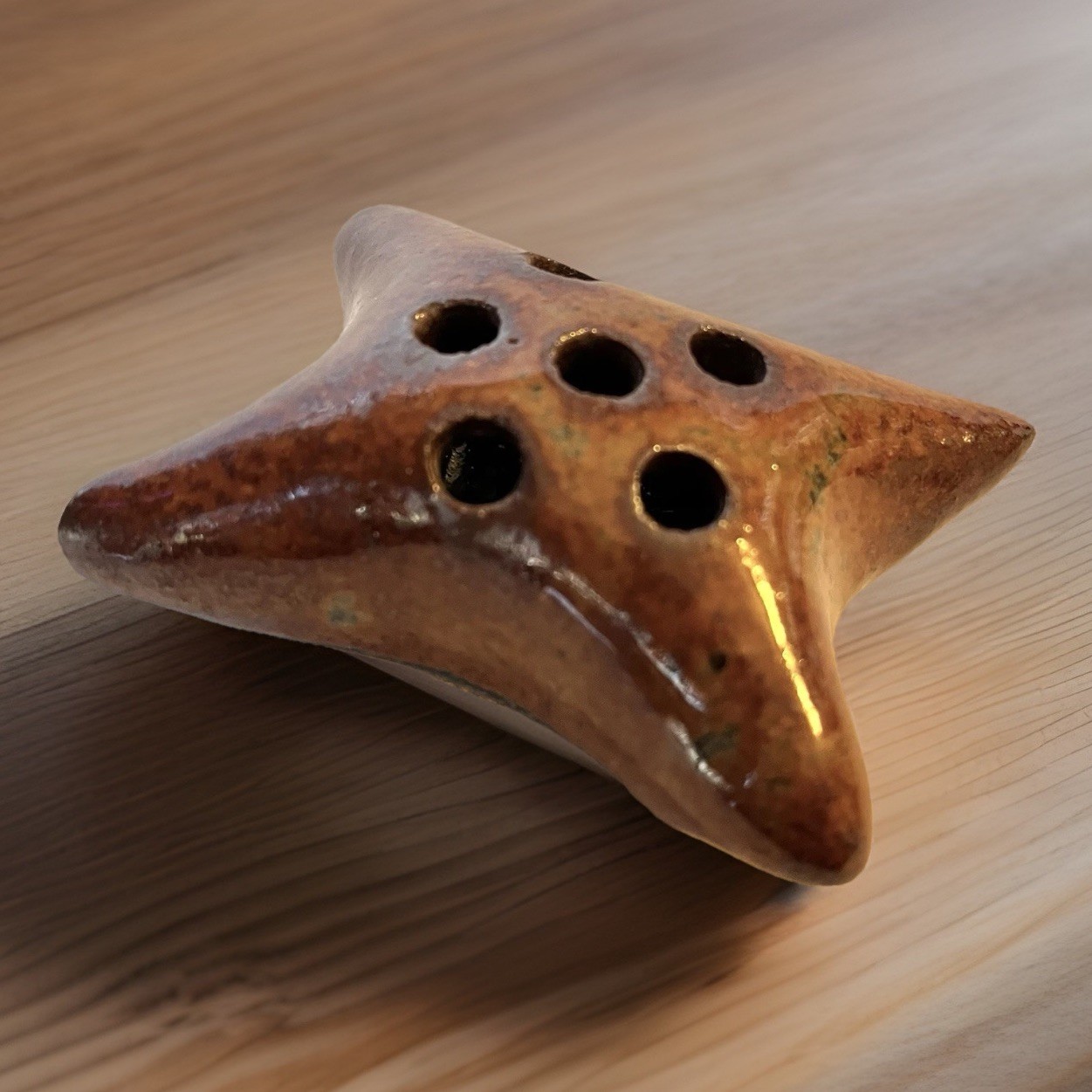 Studio Art Pottery Flower Frog Pillow Vase Earthy Brown Glaze 6 Hole Unsigned 3