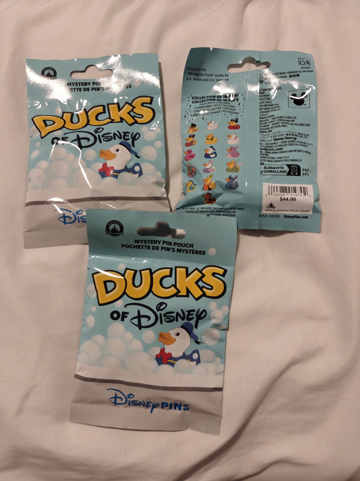 3 Disney Parks Ducks of Disney Series 1 Mystery Pin Pouches Sealed Authentic 