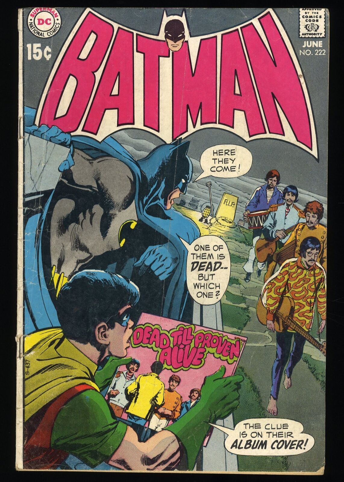 Batman #222 GD/VG 3.0 Neal Adams Art 1st Beatles Cover DC Comics 1970