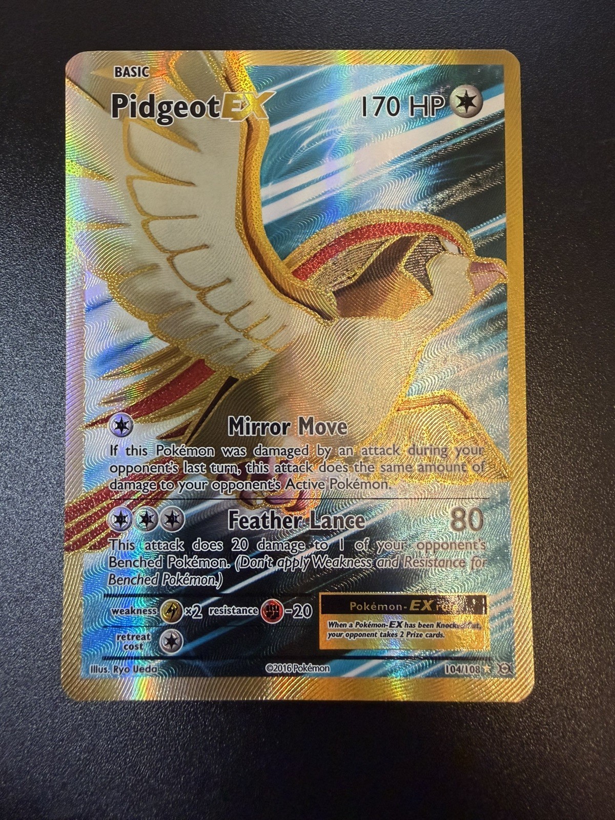 The Pokémon Company Pokémon TCG Pidgeot EX 104/108 Evolutions Full Art Holo NM