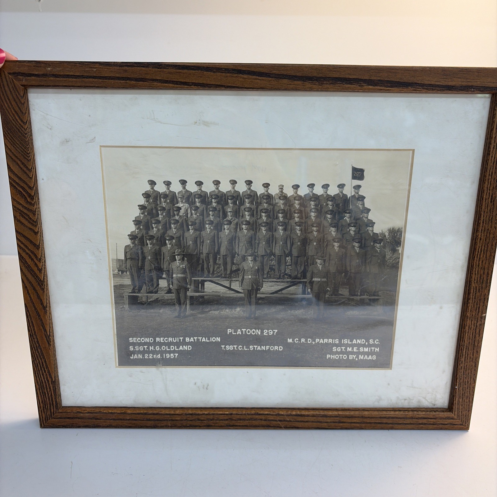 Vintage 1957 USMC MCRD Platoon 297 Marine Corps Photo Signed by Marines