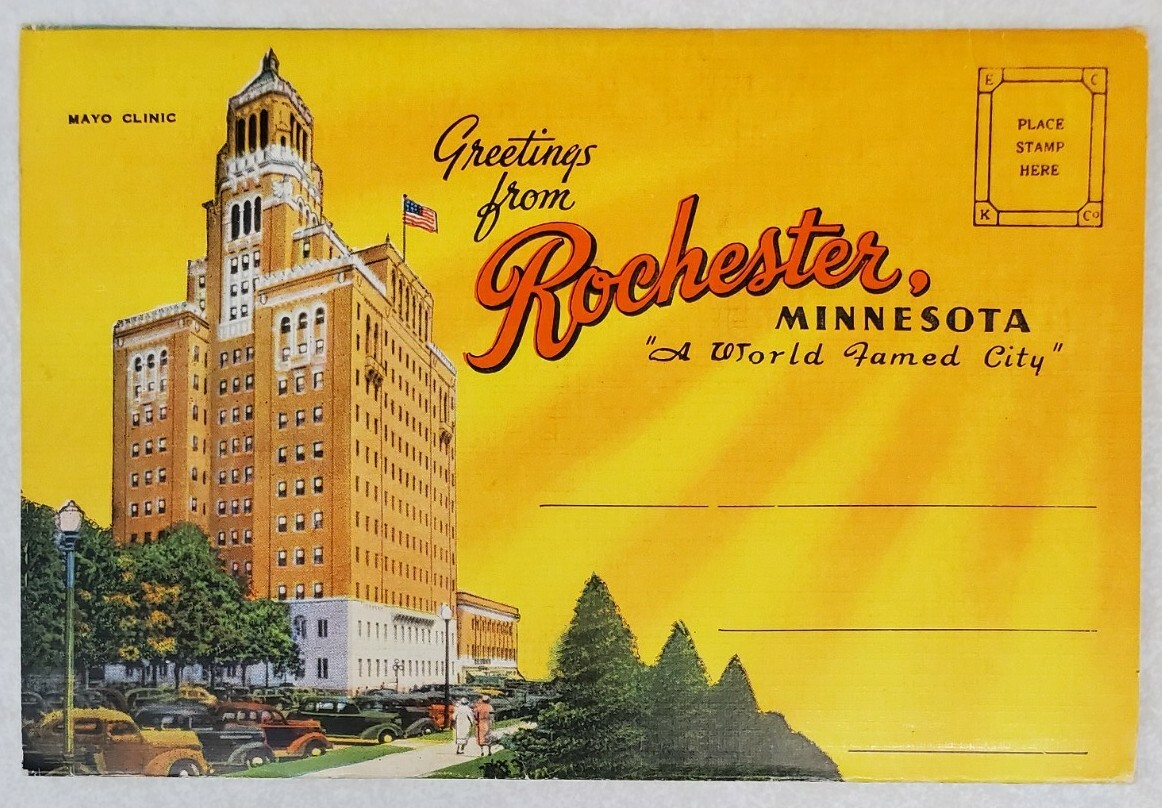 Greetings from Rochester Minnesota Fold Out Souvenir Postcard - Unposted