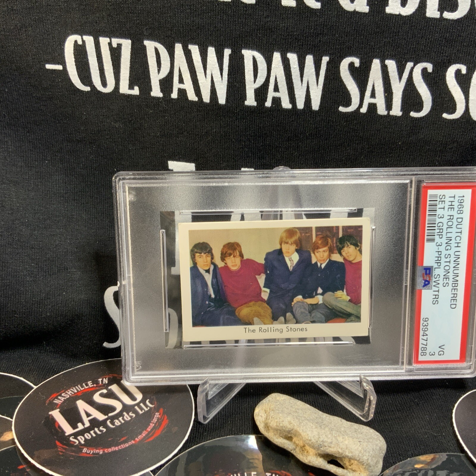 1965-68 Dutch Gum Card Popbilder The Rolling Stones PSA 3 Purple Sweaters