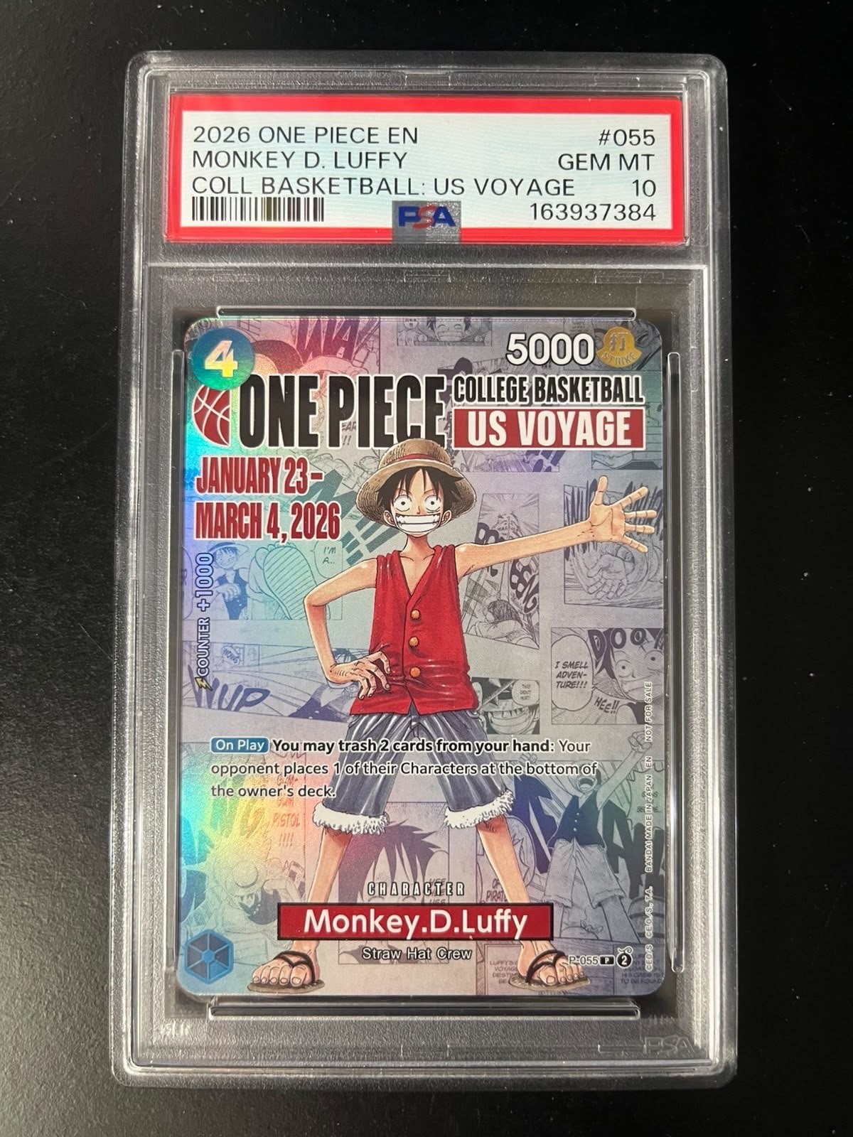 One Piece Card Game Monkey D. Luffy #055 US Voyage ENG PSA 10