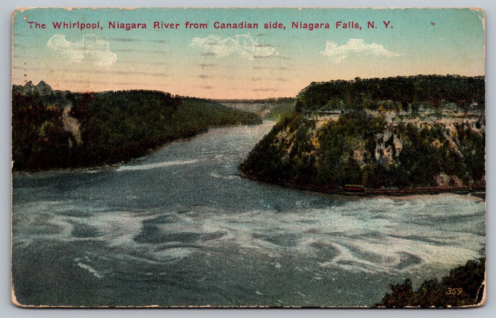 1914 The Wirlpool Niagara River From Canadian Side New York NY Vintage Postcard