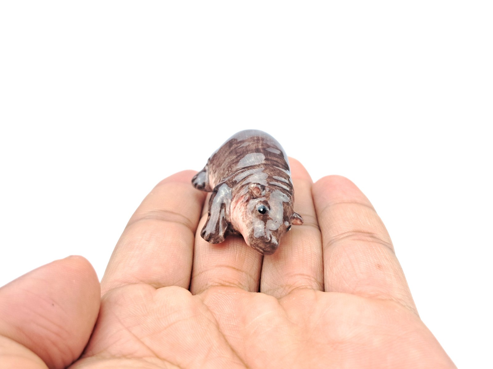 Pygmy Hippo Moo Deng - Ceramic Tiny Hippo,Hippopotamus Statue, tiny animal decor