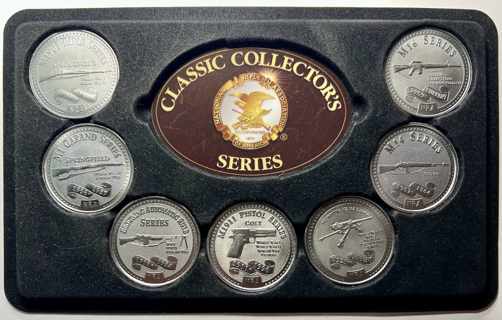 NRA Classic Collector Series Medals ~ Military Weapons/Guns ~ 7 Medal Set