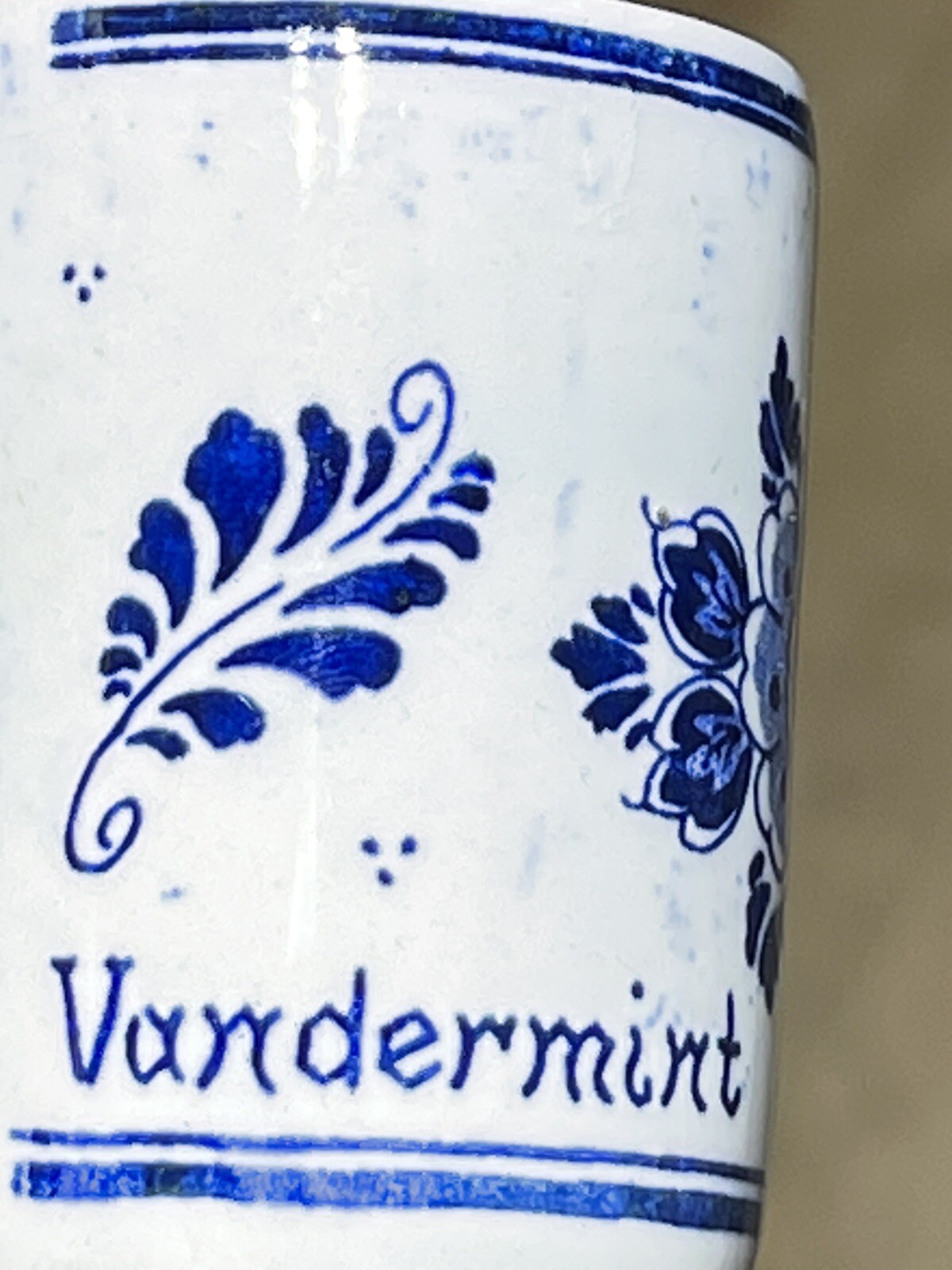 Vintage Blue Delft Windmill Scene Toothpick Holder Shot Glass Vandermint