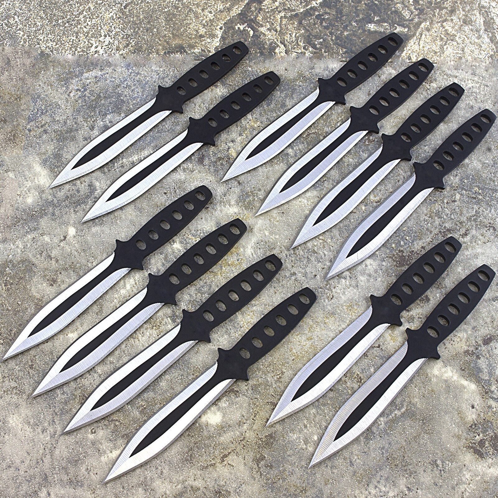 12 PC NINJA THROWING KNIVES SET w/ SHEATH Kunai Combat Tactical Hunting Knife