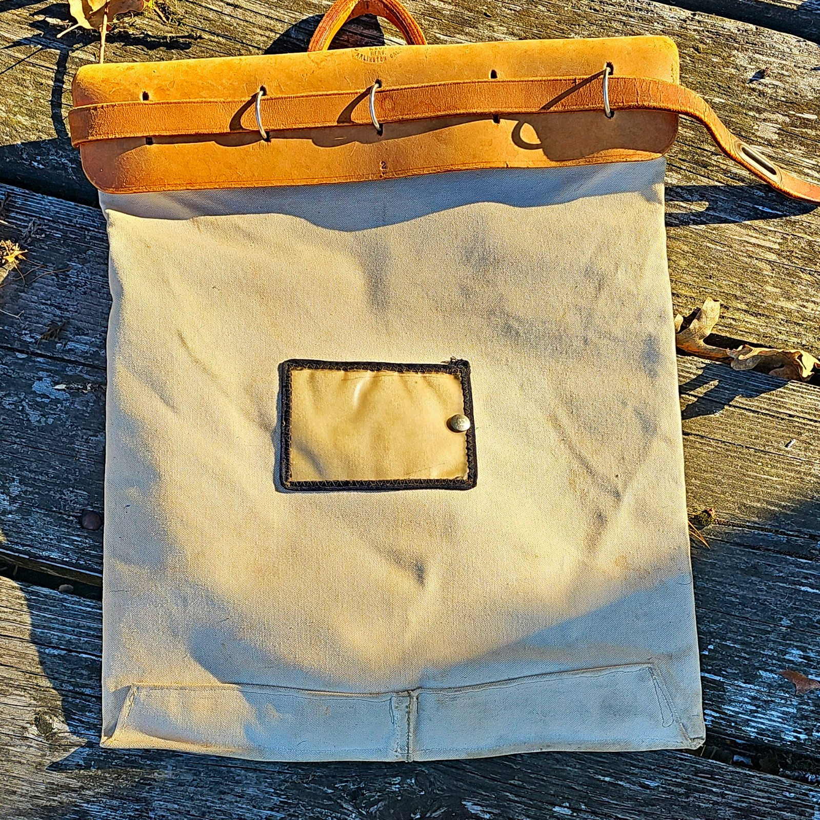 Vtg 1940s CA Hoffman & Son Security Mail Bag Canvas Leather Bank Money Pouch Cal