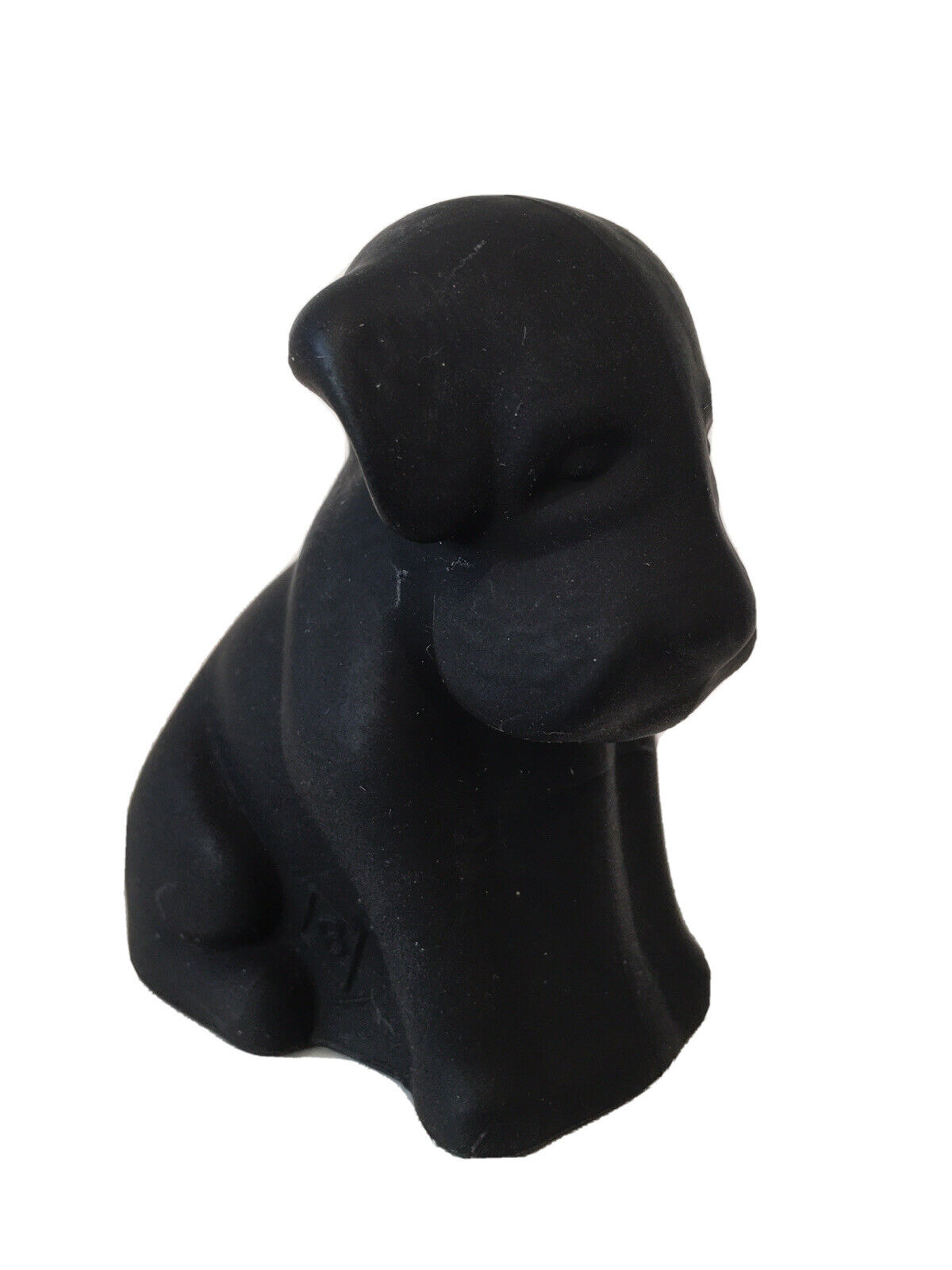 Boyd Art Glass’s Vtg Dog Figurine, Pooche #95 In Classic Black Satin, Signed