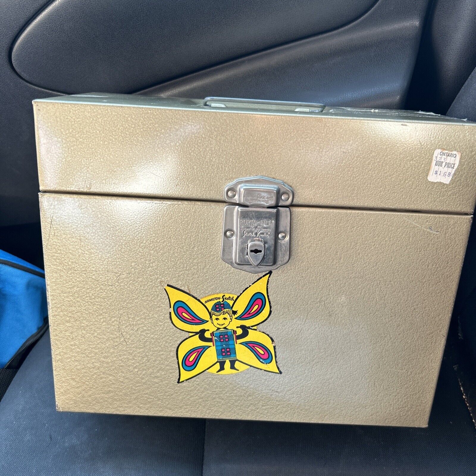 Vintage PORTA-FILE Portable Metal File Box, Mustard Yellow, Hamilton-Skotch Corp
