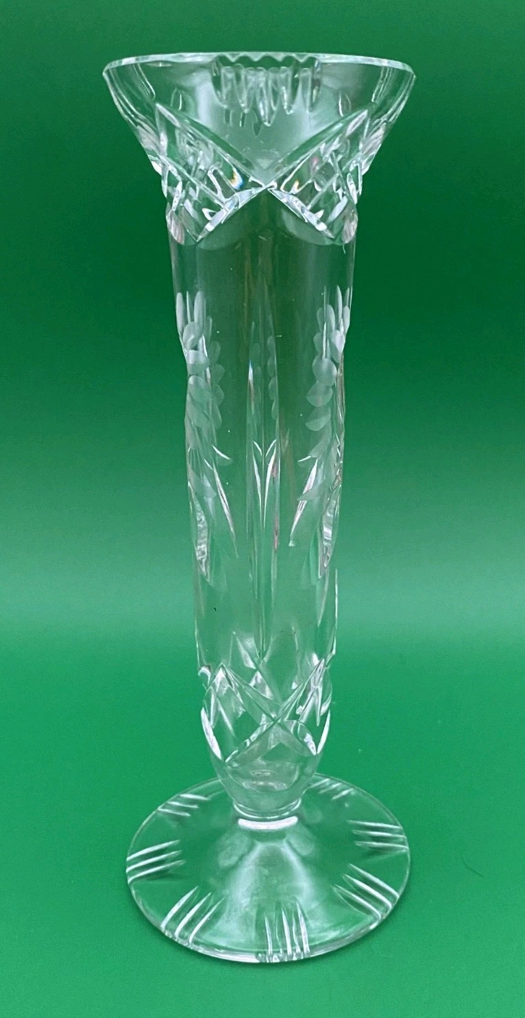 Antique ABP American Brilliant Cut Clear Lead Crystal Flower Pinwheel Vase
