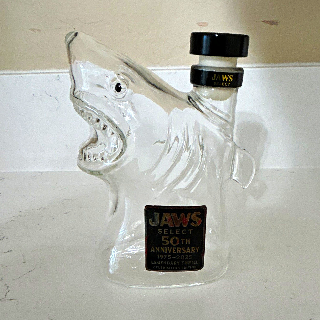 JAWS Select 50th Anniversary 1975-2025 Shark Glass Bottle Decanter Collectible