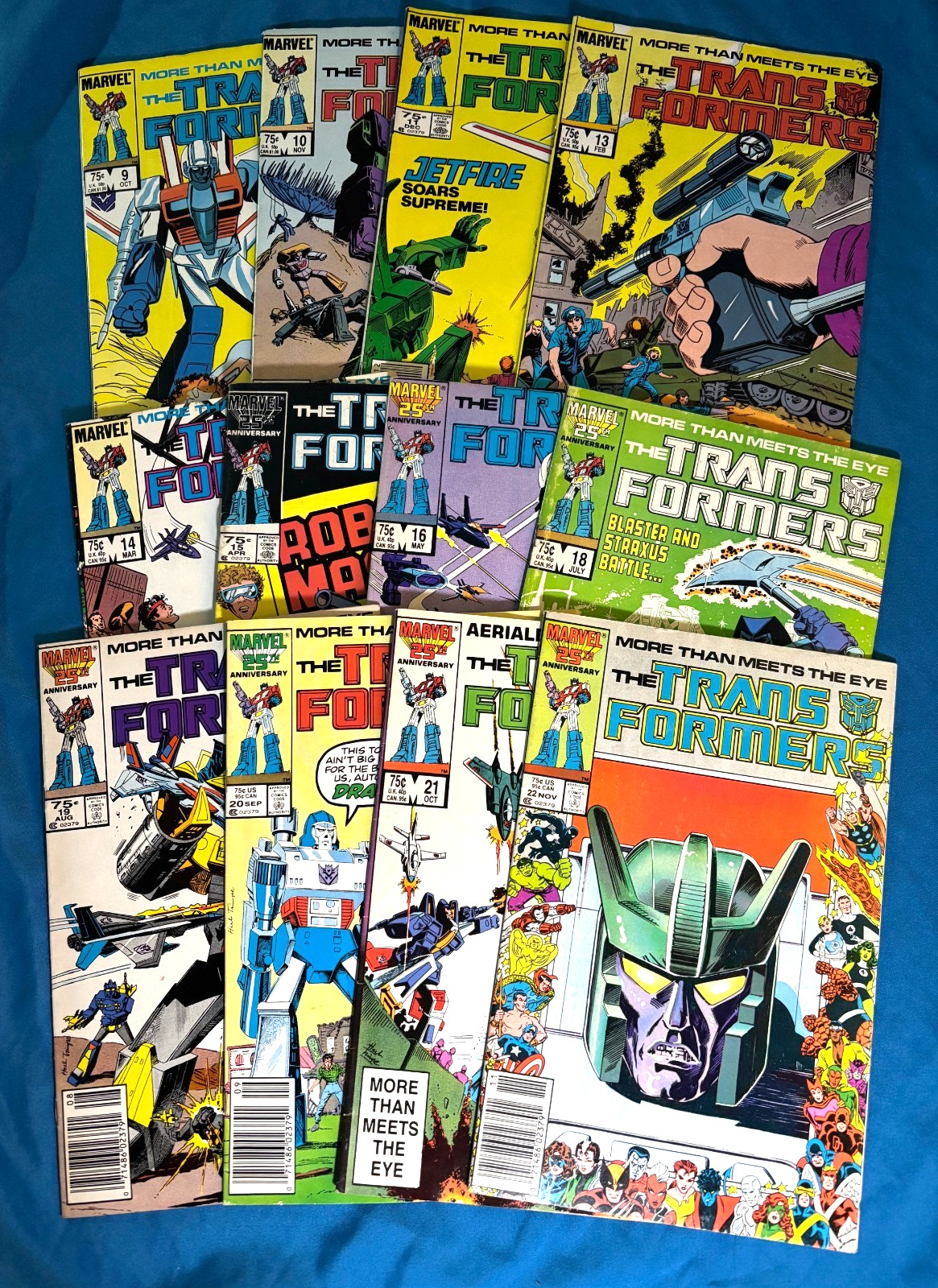 Transformers # 9 10 11 13 14 15 16 18 19 20 21 22 (1986 Marvel) Lot of 12 F/VF