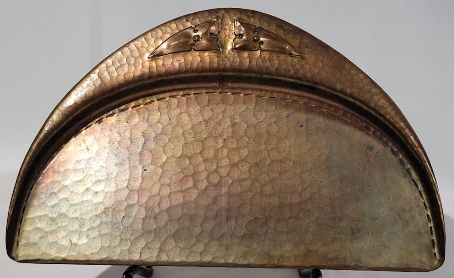 Antique 1910 Roycroft Hammered Copper Table Crumb Tray Early Curled R Mark Art