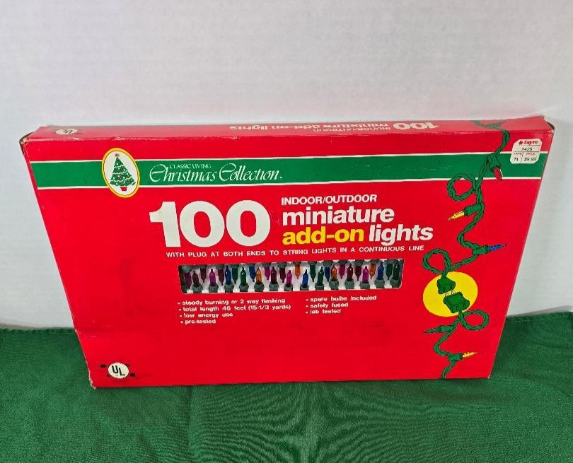 Vintage Clark Living Christmas Collection 100 miniature lights.  Original Packg.