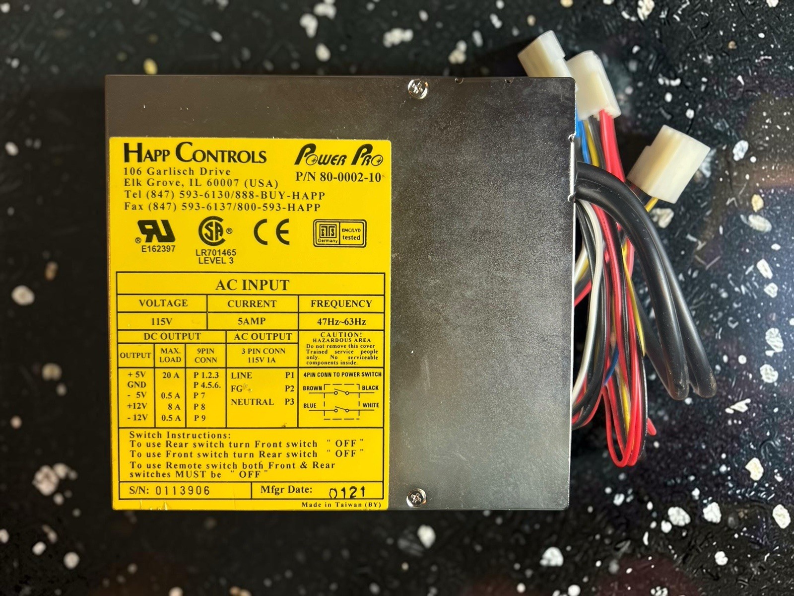 Happ Power Pro 20 Amp Switching  Power Supply Arcade 8 Liner 200 watt pc