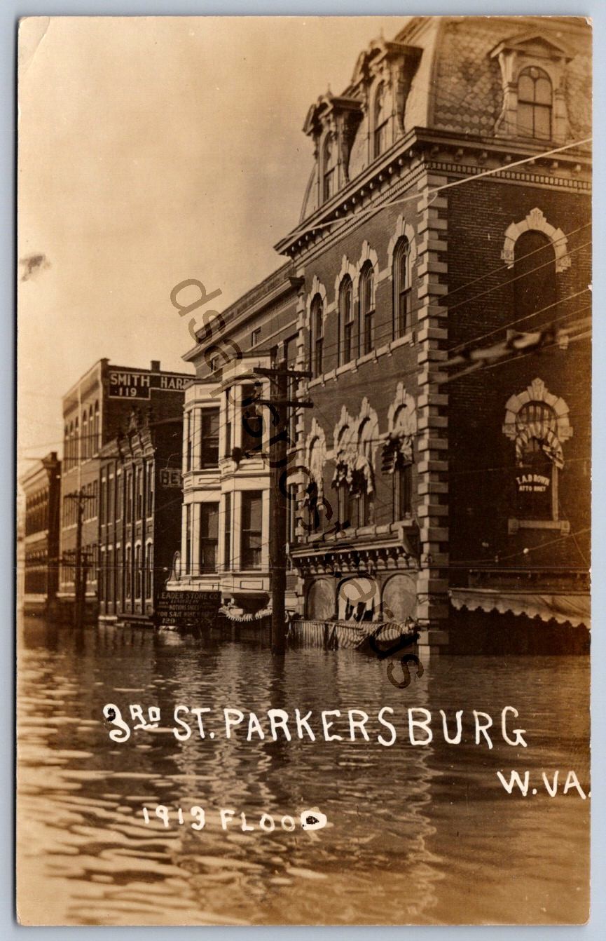 K55/ Parkersburg West Virginia RPPC Postcard c1913 Flood Disaster 3rd St 113